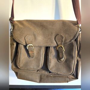 .RUSTIC/WESTERN YKK OLIVE TEXTURE GRAIN BRIEF/MESSENGER BAG GREEN